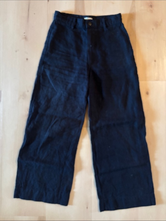OZMA Pants - OZMA Navy Linen Wide Leg Pants